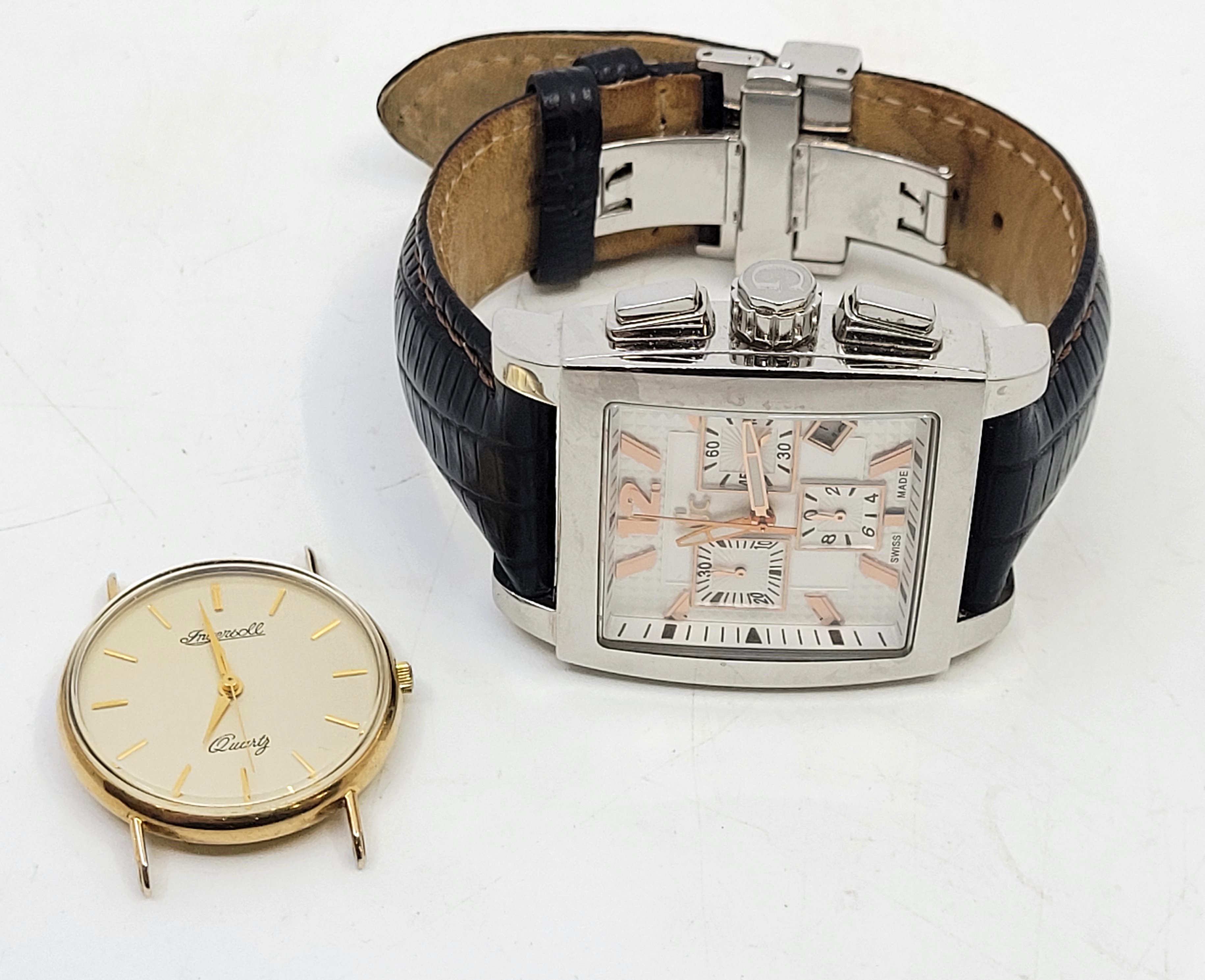A 9ct. gold Ingersoll gentleman's quartz wrist watch, having signed circular dial with baton