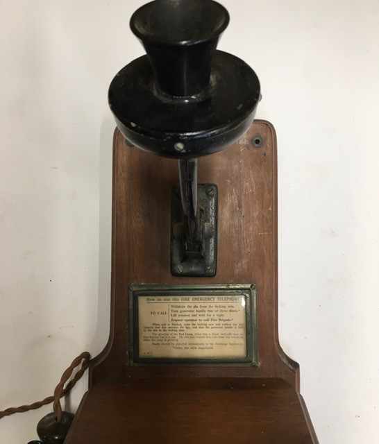 An early 20th cent oak wall mounted telephone - Image 7 of 15