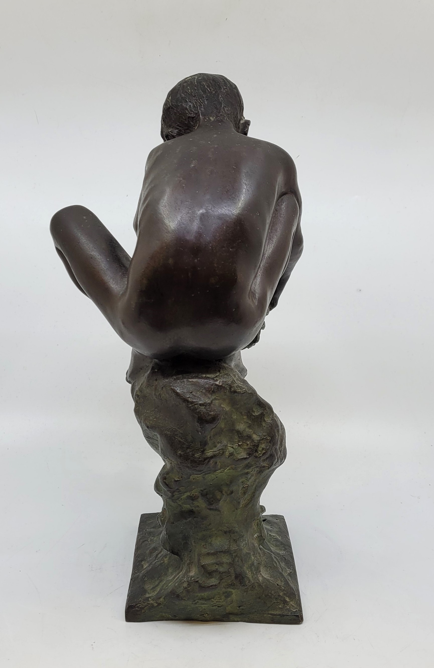 Achille D'Orsi (Naples 1845-1929), "Boy octopus fishing", a bronze figure modelled as a nude boy - Image 10 of 15