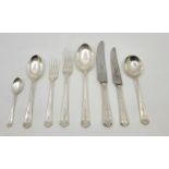 A set of silver flatware for six place settings, by James Dixon & Sons Ltd, Sheffield 1964-66,