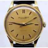 An IWC 18ct. gold gentleman's automatic wrist watch, c.1957, cal.852, having signed circular gold