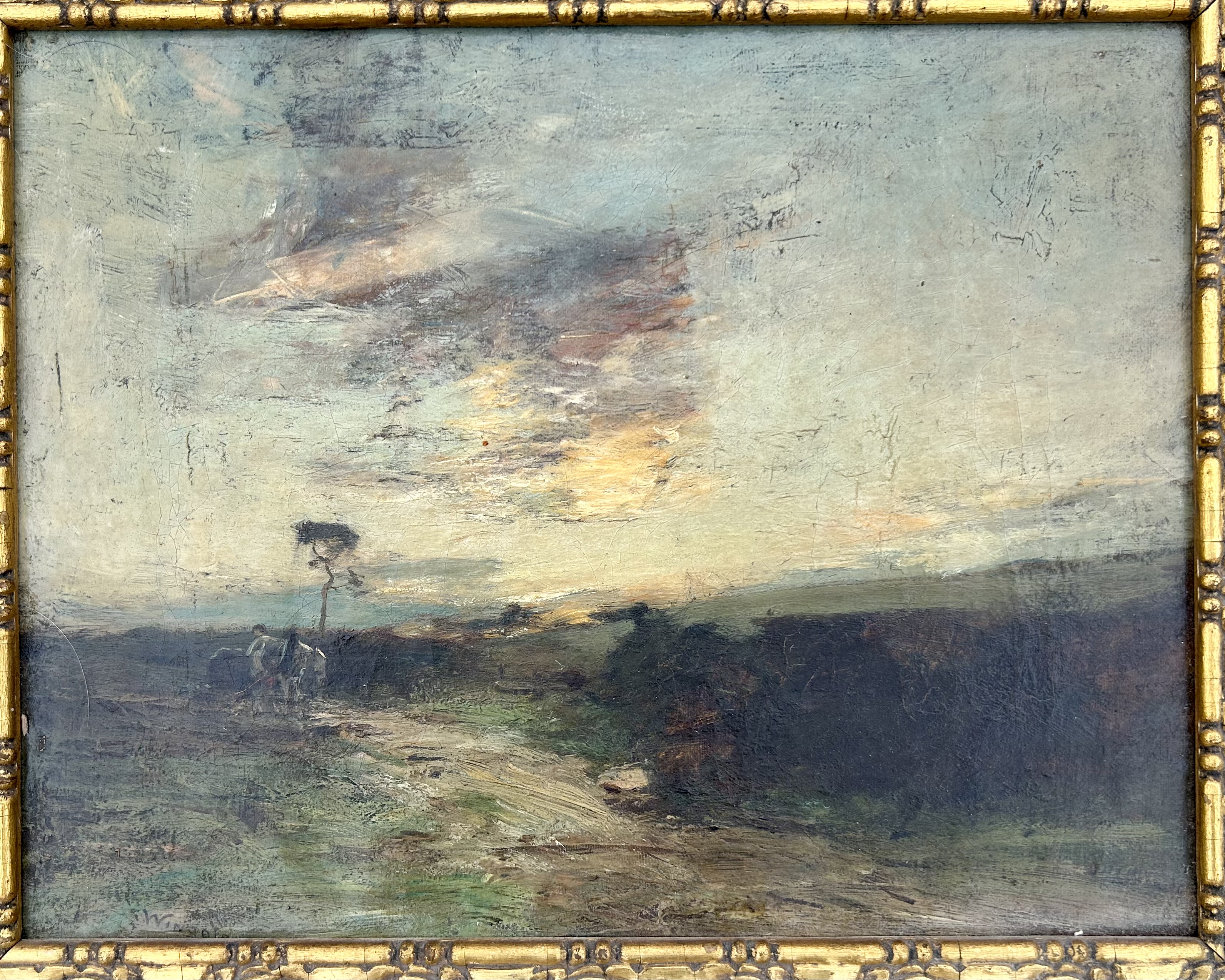 James Lawton Wingate 1846-1924 oil landscape study signed lower left depicts atmospheric sky with - Image 3 of 6