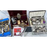 A collection of silver plate Norwegian interest and other items to include a 9ct gold tie clip 3g