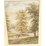 A large 19th cent  watercolor of a park signed Earkshaw  another watercolor and a collection of