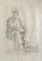 An interesting 20th cent pencil study of a beggar Orientalist interest signed Francis Dadd