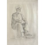 An interesting 20th cent pencil study of a beggar Orientalist interest signed Francis Dadd