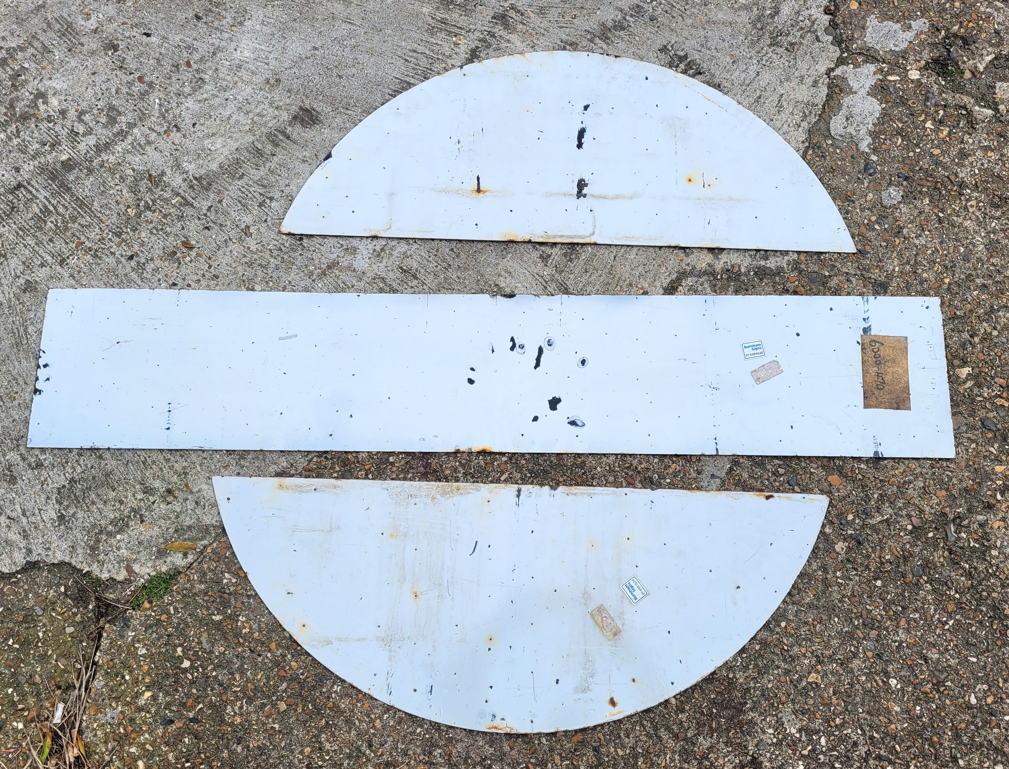 "Theydon Bois", an original three piece enamelled London Underground station sign, length 149cm. - Image 4 of 5