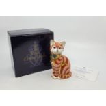 A Royal Crown Derby paperweight: Cheshire Cat, commissioned by John Sinclair, limited edition 137/