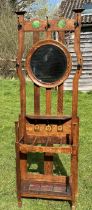 An Arts & Crafts Hall stand Glasgow label to back see photo  with Ruskin style roundels, with