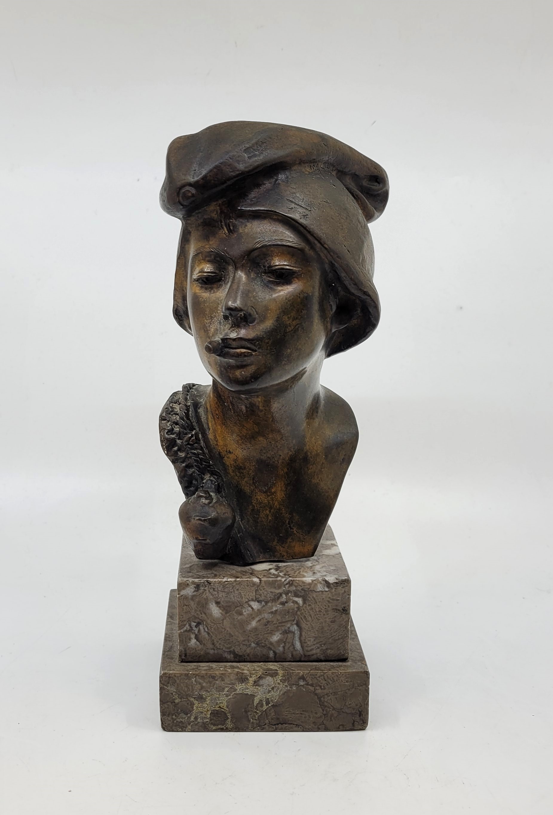 Giovanni De Martino (Naples 1870-1935), a bronze bust, signed, mounted to stepped marble base, - Image 14 of 18