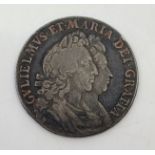 A William & Mary 1693 silver Halfcrown, 3rd reverse, obv. 2nd busts.  Grade as per images.