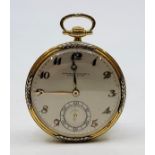 An 18ct. gold Vacheron & Constantin open face pocket watch, crown wind, having signed silvered
