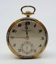 An 18ct. gold Vacheron & Constantin open face pocket watch, crown wind, having signed silvered