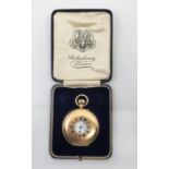 A Rotherham's (London) 9ct. gold half hunter pocket watch, crown wind, having signed Roman numeral