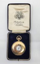 A Rotherham's (London) 9ct. gold half hunter pocket watch, crown wind, having signed Roman numeral