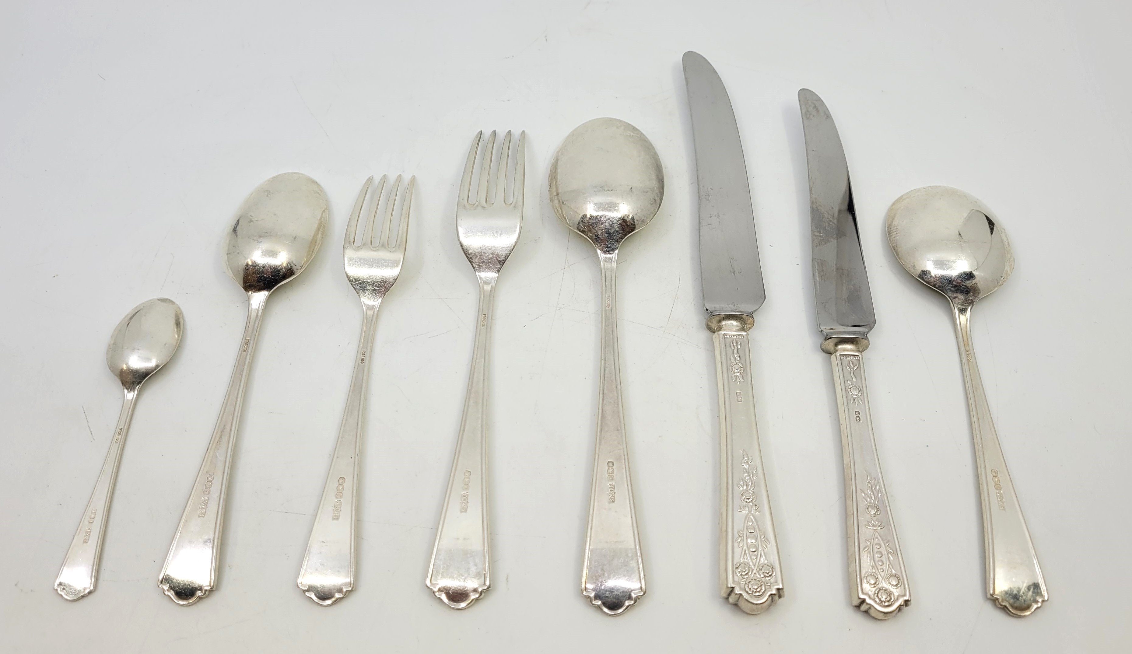 A set of silver flatware for six place settings, by James Dixon & Sons Ltd, Sheffield 1964-66, - Image 8 of 9