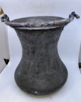 A large Antique 17th century Safavid Islamic interest tinned copper bucket  Property of a local