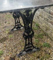 A 19th cent cast iron Bistro table with marble top