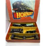 Hornby a cased Horny train set and a qty of carriages trains and other associated O gauge items