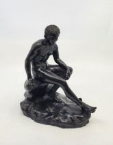 After the antique, a 20th century Italian bronze figure of "Seated Mercury", height 19.3cm.