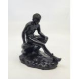 After the antique, a 20th century Italian bronze figure of "Seated Mercury", height 19.3cm.