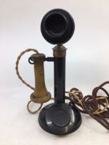 An early 20th cent  vintage black stick  telephone