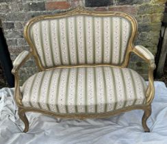 A French canopy sofa and a single French style armchair