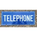 "Telephone", an original double sided enamelled sign, 23cm x 56cm.