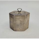 A silver tea caddy, by Brook & Son, Sheffield 1911, of hexagonal form with bat wing decoration to