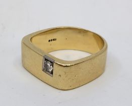 A Danish 14ct. yellow gold and diamond ring, set single round brilliant cut diamond (EDW 0.10