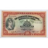 A Hong Kong Chartered Bank of India, Australia & China 10 dollars note, 18th November 1941, T/G