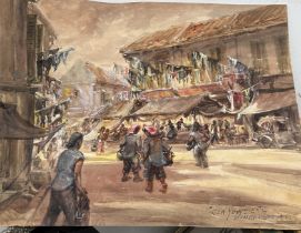 A large Chew Yew Seng study on card of Singapore 1965 65 x 51cm large size