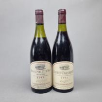 2 Bottles Domaine Rossignol Trapet to include: Dom Rossignol Trapet - Gevrey Chambertin – 1993,  Dom