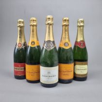 5 Bottles of Non-Vintage Champagne to include Veuve Clicquot, Piper Heidsieck and Louis Chaurey