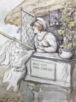 Thomas Rowlandson (English, 1756-1827). Nancy Cock - Clear Starcher, signed l.l., a bawdy pun on the