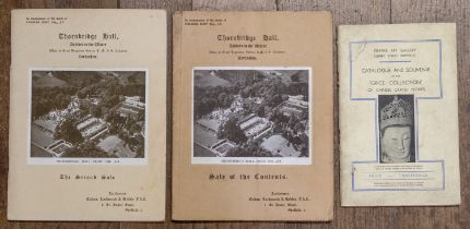 Thornbridge Hall, Ashford-in-the-Water, Derbyshire: 2 auction catalogues of the 2-part contents sale