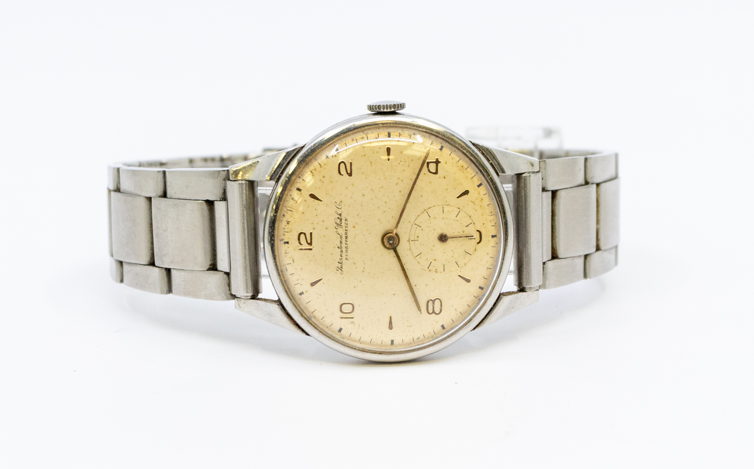 IWC- a gentleman's International Watch Company 1950's stainless steel wristwatch, comprising a round