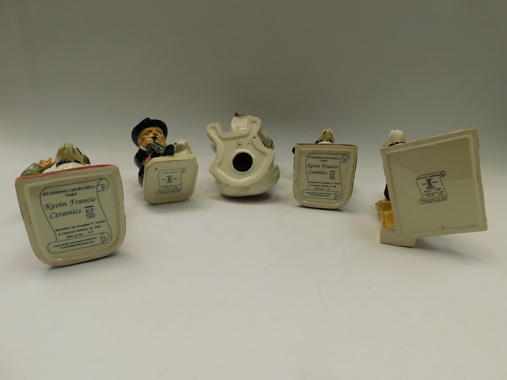 Sir Winston Churchill interest - four porcelain Churchill figures with bulldogs along with a British - Image 3 of 4