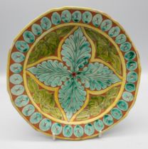 Della Robbia - a late 19th/early 20th century circular bowl, stylised design. Further details: large