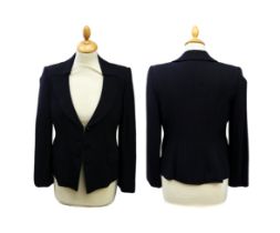 A classic Armani navy wool jacket, size 42 (Euro), low cowl collar with reveres, fully lined, 3