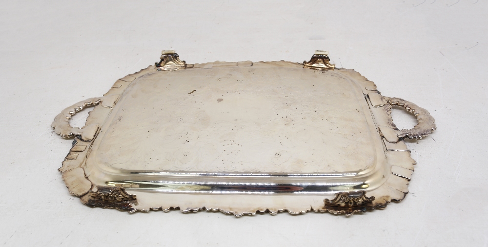 Irish Interest: a large early 20th Century silver plate presentation tray, moulded floral, foliage - Image 3 of 9