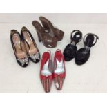 A small collection of shoes to include Charles Jourden square toe sling backs with ba striped front