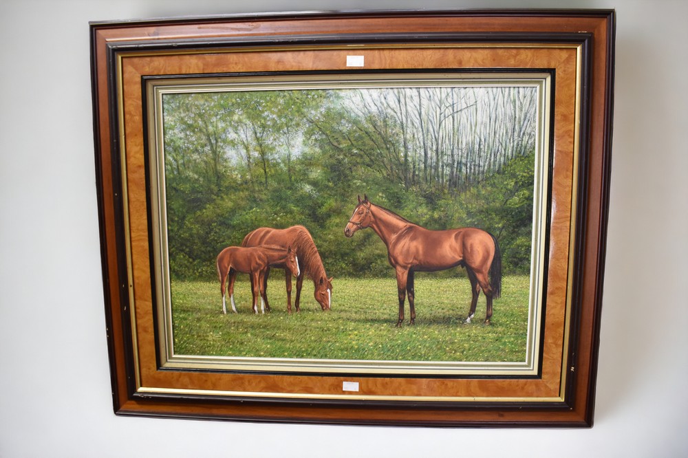 A collection of six late 20th Century horse related oils on canvas, two by C D Howells, two by J B - Image 3 of 4