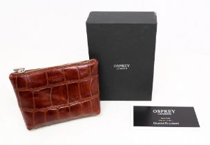 An Osprey of London leather make-up bag, useful as a purse, for small documents or even a mobile.