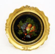 *** WITHDRAWN *** A 19th Century paper mache lacquered tray in gilt frame with Greek key and fruit