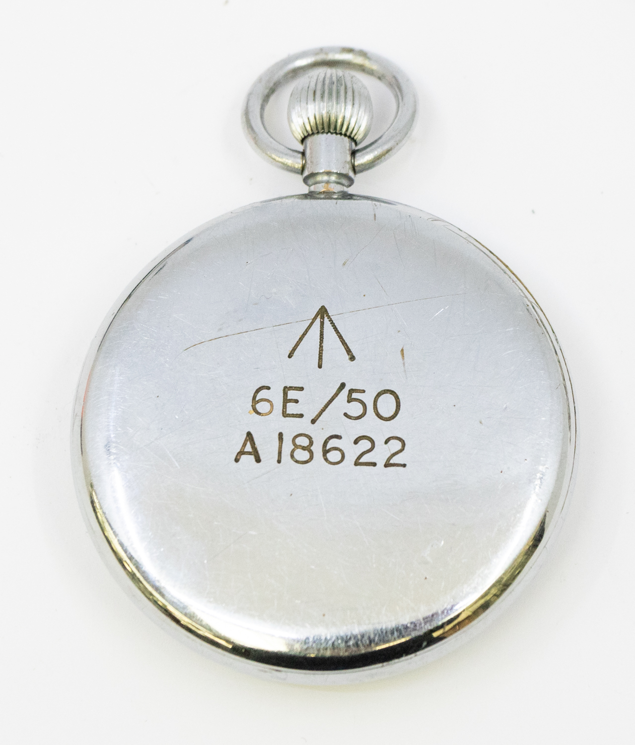 Jaeger-LeCoultre - a military chrome plated pocket watch, signed dial with Arabic number markers, - Image 2 of 3