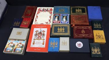 Playing Cards: a collection of mixed 20th century commemorative playing card boxes, most leather