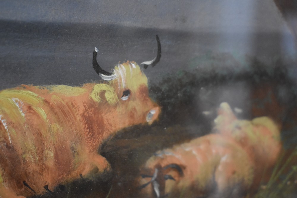 J. Marshall (20th century) Two oil paintings, Cattle, possibly Scottish Highlands, both framed and - Image 2 of 4