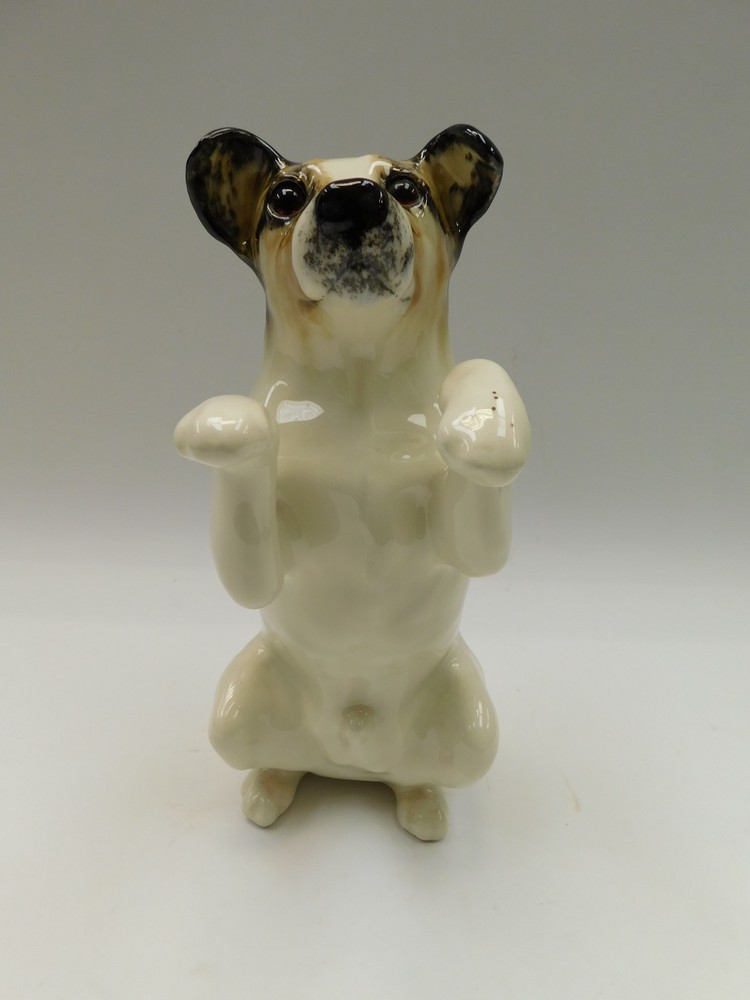 Winstanley - a 20th century ceramic model of a Jack Russell begging, glass eyes, signed to base - Image 3 of 4