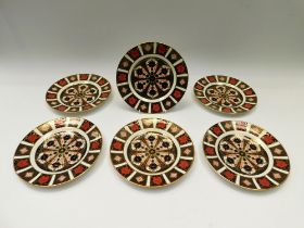 Six Royal Crown Derby 1128 imari 8 1/2" plates, 1st quality.